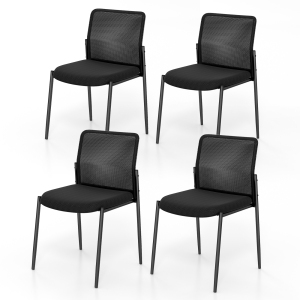 Costway Office Guest Chair Set of 4 with Breathable Mesh Back Padded Seat for Waiting Room