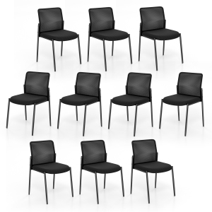Costway Office Guest Chair Set of 10 with Breathable Mesh Back Padded Seat for Waiting Room