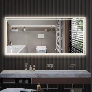 Led Bathroom Mirror 60 x 28 Inch - Upgraded Stepless Dimmable Wall Mirrors with Anti-Fog Vanity Mirror with 3 Color Modes, Shatter-Proof, Memory Makeup Mirror with LED Lights