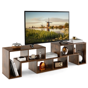 Costway 3 Pieces TV Console Stand Modern Entertainment Center Storage Bookcase