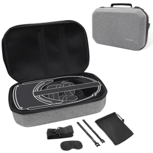 Hard Travel Case for Oculus Quest 2 VR Gaming Headset, Controllers Accessories Shockproof EVA Hard Shell Carrying Case Storage Bag with Shoulder Strap, Also Fits Elite Strap –Grey