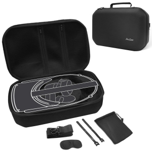 Hard Travel Case for Oculus Quest 2 VR Gaming Headset, Controllers Accessories Shockproof EVA Hard Shell Carrying Case Storage Bag with Shoulder Strap, Also Fits Elite Strap –Black
