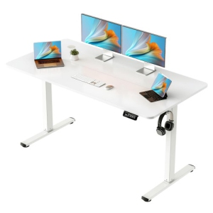 Electric Standing Desk, 140 x 60 cm Steel Adjustable Height Desk, Quick Assembly, Ultra-Quiet Motor