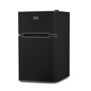 BLACK + DECKER BCRDK32B Door Mini Fridge with Separate Freezer – Small, Drinks and Food in Dorm, Office, Apartment, or RV Camper Compact Refrigerator, 3.1. cu.ft