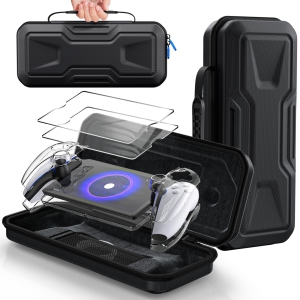 Carrying Case Accessories PS5 Portal,Full Protection Bundle with Tempered Glass Screen Protector,Clear Protective Cover Case,Hard Shell Portable Travel Bag for PS5 Portal(Black)