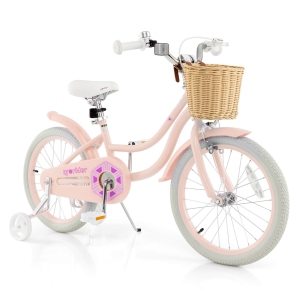 Costway 18" Kid's Bike with Training Wheels Adjustable Handlebar Seat Handbrake