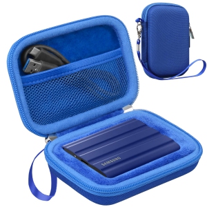 Hard Carrying Case for Samsung T7 Shield / T7 / T7 Touch Portable Solid State Drives 500GB 1TB 2TB 4TB USB 3.2 External SSD Hard EVA Shockproof Storage Travel Bag, Blue