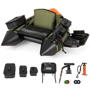 Costway Inflatable Fishing Float Tube Portable Fishing Boat with3 Detachable Storage Boxes