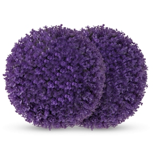 Costway 2 PCS Artificial Plant Topiary Balls with7 Layers Leaves UV Protected for Garden