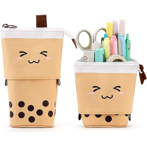 Boba Cute Standing Pencil Case for Kids, Pop Up Pencil Box Makeup Pouch, Stand UP Christmas Gift kids Pen Holder