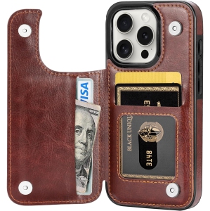 Designed for iPhone 15 Pro Case, Premium PU Leather iPhone 15 Pro Wallet Case with Card Holder Kickstand Slim