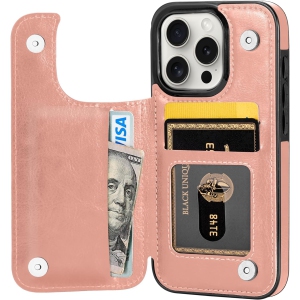 Designed for iPhone 15 Pro Case, Premium PU Leather iPhone 15 Pro Wallet Case with Card Holder Kickstand Slim