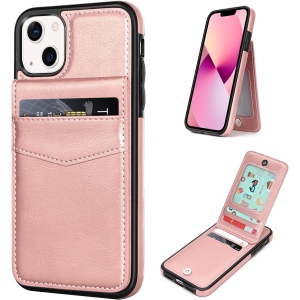 iPhone 13 Wallet Case with Card Holder Slots PU Leather Kickstand Magnetic Lock Durable Lightweight Shockproof