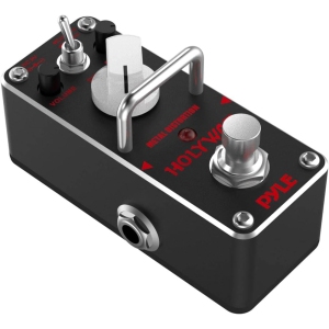 PyleUsa Metal Distortion Guitar Effect Pedal, Mini Digital Analog Effects For Electric Guitar And Bass, True Bypass, Contour, Volume And Dist Knobs, LED Indicator