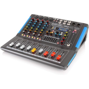 Pyle 4-Channel Bluetooth Studio Audio Mixer-DJ Sound Controller Interface with USB Drive for PC Recording Input, XLR Microphone Jack,48V Power,Input/Output for Professional