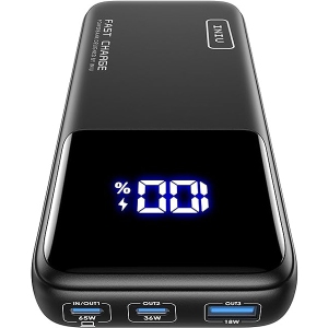 INIU ‎14.48 x 2.84 x 7.44 cm Power Bank 65W 20000mAh Fast Charging Laptop Black