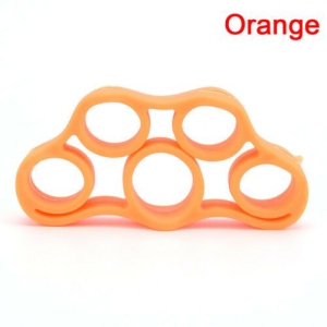 Orange 1pc Finger Trainer Resistance Band - Rubber Grip Strengthener Hand Exerciser