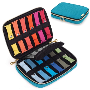 Watch Band Storage Case Holds 12 Watch Straps, Travel Organizer Bag Compatible for All Series Apple Watch Bands or Smart Watch Bands, Teal