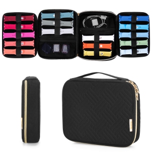 Watch Band Storage Case Holds 26 Watch Straps, Travel Organizer Bag Compatible for All Series of Apple Watch Bands and Accessories, Quilted Black