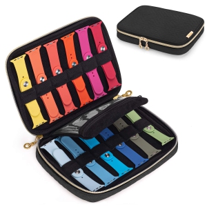 Watch Band Storage Case Holds 12 Watch Straps, Travel Organizer Bag Compatible for All Series Apple Watch Bands or Smart Watch Bands, Black