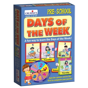 Creative Educational Day Puzzle ,Fun With Learning Toy Game ,2 sets of self-correcting 7 pieces puzzles, And activity guide Puzzle