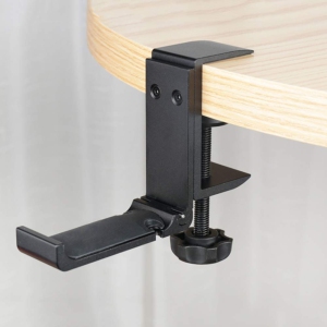 Aluminum Headphone Stand Hanger Foldable with Cable Clip - Headset Holder Clamp Hook Under Desk, Save Your Space While Working & Gaming
