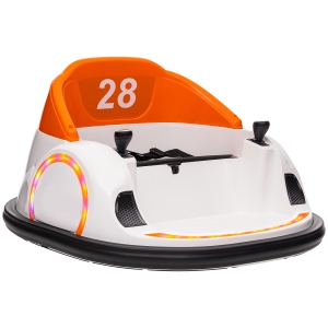 Qaba 12V Bumper Car for Toddlers, Electric Ride On Car with 360 Degree Spin, Remote Control, LED Lights Music Horn, for Ages 1.5-5 Years Old, Orange