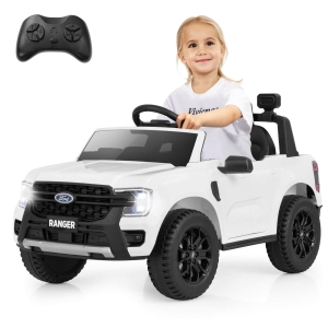 Costway 12V Licensed Ford Ranger Kids Ride on Car with Remote Control Storage Basket