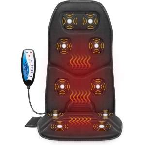Massage Seat Cushion with Heat and 10 Vibration Motors, Back and Neck Vibration Chair Pad for Home and Office Use