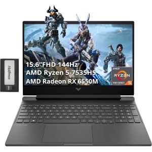 HP Victus 15.6" FHD 144Hz Gaming Laptop - AMD Ryzen 5-7535HS - 16GB DDR5 - 1TB PCIe SSD - Radeon RX 6550M - Windows 11 Home - Silver - 256GB Docking Station Set
