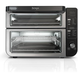 Ninja DCT401 12-in-1 Double Oven with FlexDoor, FlavorSeal & Smart Finish, Rapid Top Convection and Air Fry Bottom, Bake, Roast, Toast, Air Fry, Pizza and More, Stainless Steel