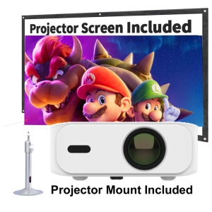 Boss S5A Smart Projector | Full HD 1080P LED | 4000 Lumens Brightness | Android WiFi Bluetooth | Auto Keystone | Up to 12ft Screen | Home Theater & Gaming Compatible