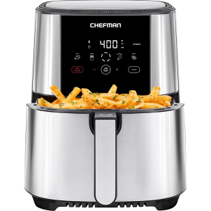 Chefman TurboFry Touch Air Fryer, 5Qt (4.75L) Family Size, One Touch Digital Control Presets, French Fries, Chicken, Meat, Fish, Nonstick Dishwasher-Safe Parts, Automatic Shutoff,