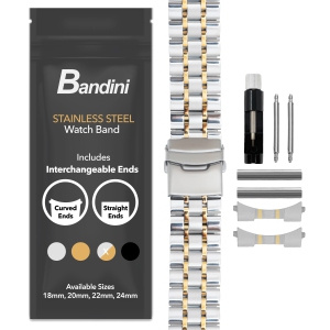 Bandini 18mm Stainless Steel Metal Watch Band, Universal Smartwatch Band - Two-Tone