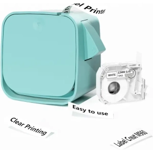 Label Ribbon Printer Portable mobile phone Bluetooth Portable Mini Label Maker Printer with Tape, for Organizing Office/Home Supplies, Green