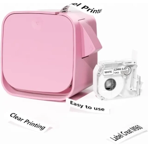 Label Ribbon Printer Portable mobile phone Bluetooth Portable Mini Label Maker Printer with Tape, for Organizing Office/Home Supplies, Pink