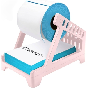 Label Holder Thermal Label Holder For Rolls And Fanfold Labels Direct Label Stand Desktop Printer Accessory, Label Printer for Home, Office, Pink