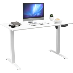 Height Adjustable Electric Standing Desk, 47x23.6 inch Sit Stand Computer Desk with 3-Memory Positions Control Panel (Wood Splice board, 110lbs Capacity)