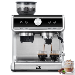Acekool 20 Bar Semi-Automatic Espresso Machine with Grinder & Milk Frother, 2.8L Water Tank