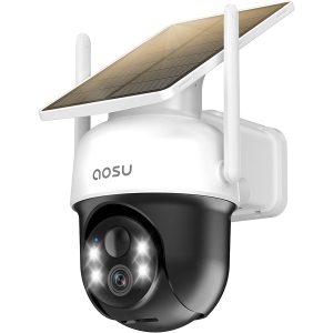 AOSU Solar Camera Security Outdoor - 100% Wire-Free Security Cameras (White)