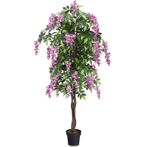 Costway 6' Artificial Wistera Silk Tree Pink Flower Indoor-Outdoor Home Decor