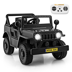 Gymax 12V Kids Ride on Truck Car w/Remote Control Threaded Wheels 3 Speeds LED Lights