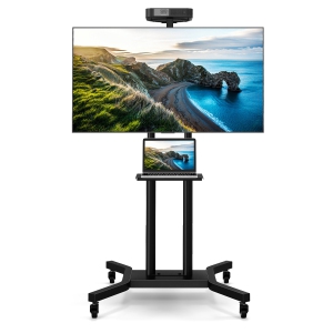 Gymax Mobile TV Stand for 32-70 inch Flat or Curved TVs up to 110 lbs w/AV Shelf