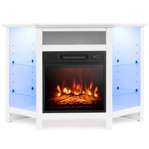 Costway Fireplace TV Stand with Led Lights & 18" Electric Fireplace for Tvs up to 50"