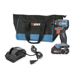 SENIX X2 20V Max* 1/4-Inch Cordless Impact Driver – Brushless, 130 ft-lbs Torque, 4-Speed, LED Light, Belt Clip, Includes 2.0 Ah Battery, Charger & Bag (PDIX2-M2)
