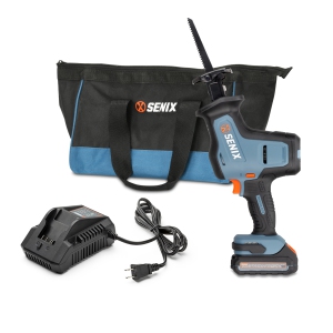 SENIX X2 20V Max* 7/8-Inch Cordless Compact Reciprocating Saw, Variable Speed, 3000 SPM Max, Tool-Less Blade Clamp, 3-Mode LED Light, 2.5 Ah Battery & Charger Included (PSRX2-M2)