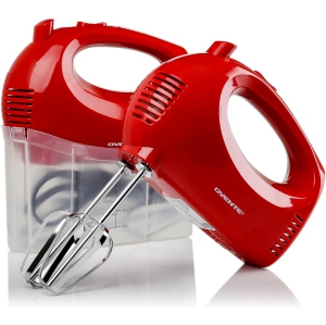 OVENTE Portable 5 Speed Mixing Electric Hand Mixer with Stainless Steel Whisk Beater Attachments & Snap Storage Case, Compact Lightweight 150 Watt Powerful Blender for Baking
