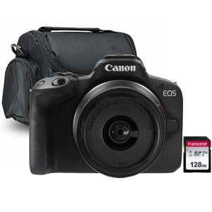 Appareil photo Canon EOS R50 avec objectif RF-S 18-45mm IS STM et carte de 128 Go + étui pour appareil photo