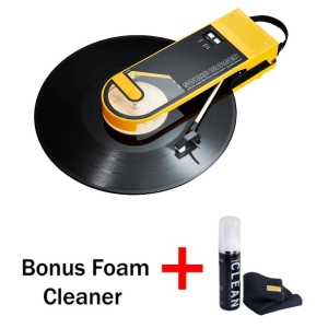 Audio-Technica AT-SB727 Sound Burger Portable Bluetooth Turntable (Yellow) with USB-C Charging and up to 12 Hours of Spinning (Bonus Gadget Cleaner Included)