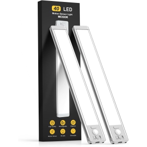 Under Cabinet Lights,40 LED Rechargeable Battery Operated Motion Sensor Light Indoor, 2 Pack Magnetic Dimmable Closet Lights, Wireless Under Counter Lights for Kitchen, Stairs